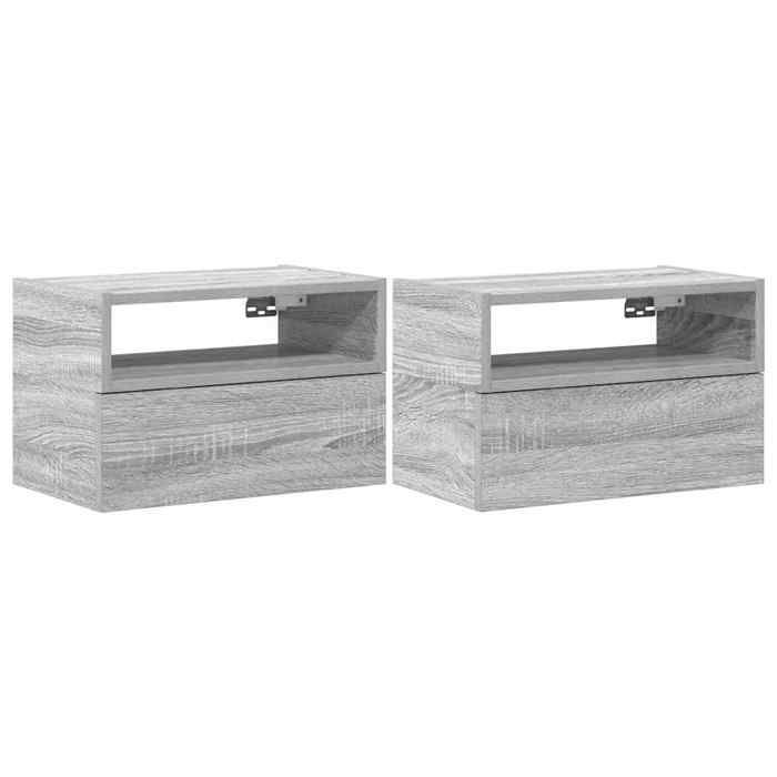 En solde Tables de chevet murales (2 pcs) - UU - Petit armoires de chevet - sonoma gris 45x26x28 5 cm L1490