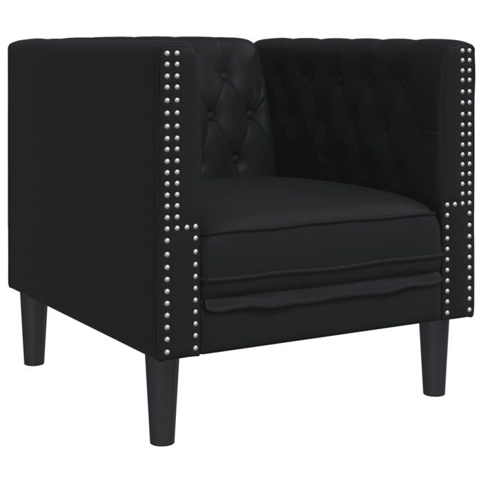 (Promo 2026)Fauteuil Chesterfield 1 PLACE - Fauteuil Relax/Chambre - noir similicuir 1580966