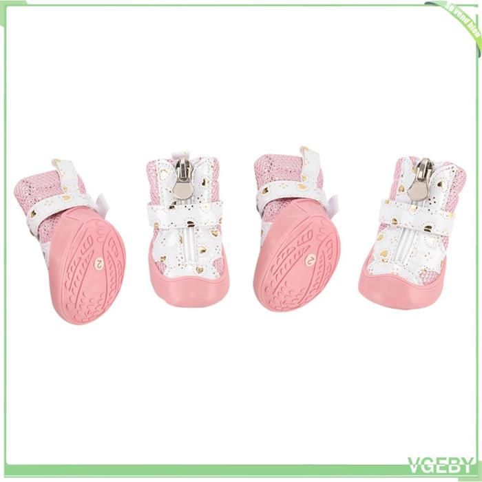 Chaussures pour chiens - FAFEICY - Style 2 - Lot 4 pièces - Antidérapantes - Rose