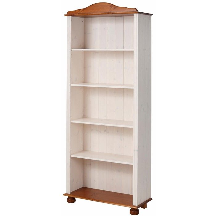 Mette - Bibliothèque Avec 4 Étagères En blanc / mielite / Honey Pine