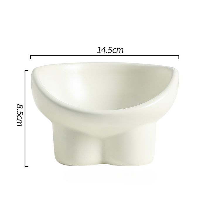 Bol surélevé pour chat en céramique - Phoesky - Extra large - Blanc - 240ml - 14.5x8.5 cm - Peu profond - Grande hauteur