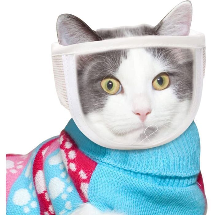 Muselière pour chat couvre-visage respirant pour chat muselière ajustable.