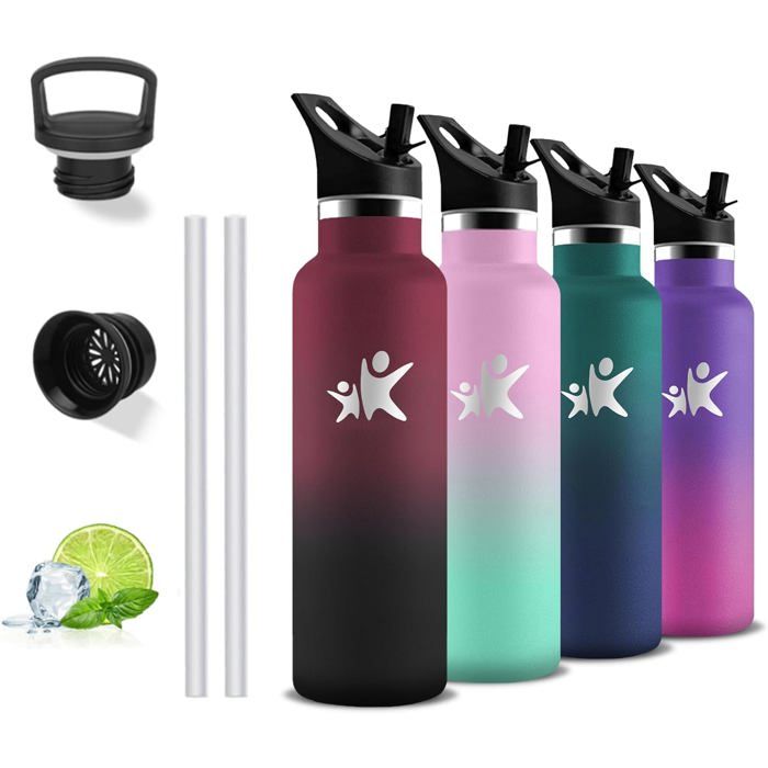 Gourde Isotherme500ml Gourde EnfantAnti FuiteBouteille InoxDouble IsolationGourde PailleFacile à NettoyerGourde Metal