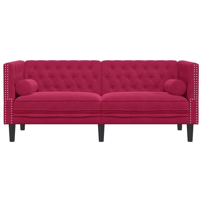 Rouge SOFA - Moderne - Canapé Chesterfield avec traversins 2 places - contemporain - velours C1956