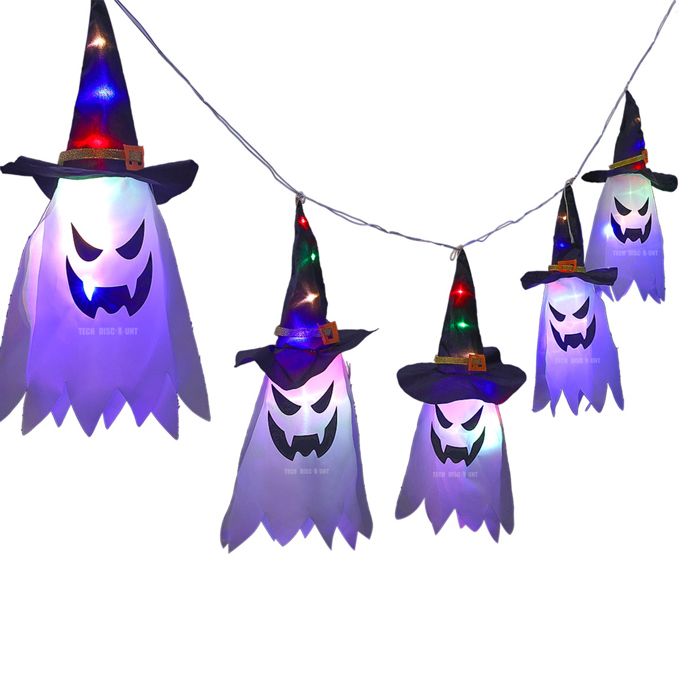 Guirlande lumineuse led en tissu pour halloween - Roame - lumières décoratives arrangement de vacances lanternes rideau fantôm