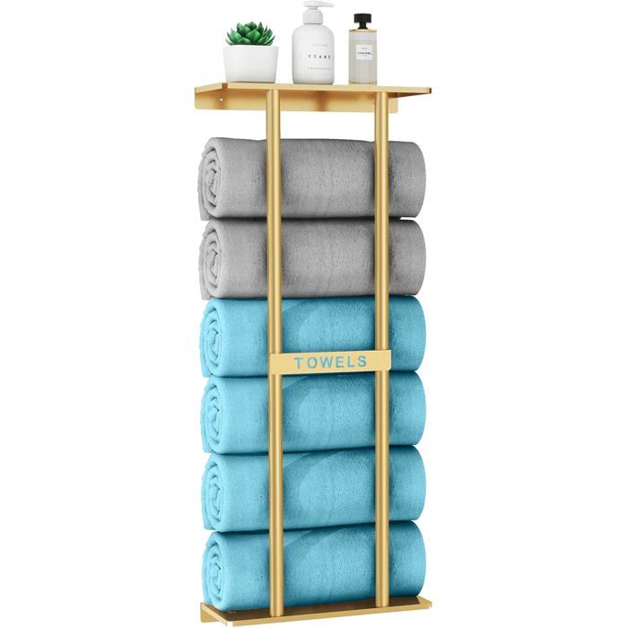 Porte-serviettes mural - Dimensions 76x32x14 cm - Capacité jusquà 6 serviettes extra grandes