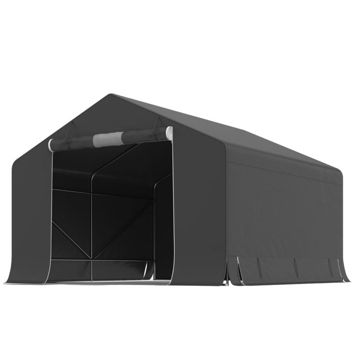 Abri de jardin portable - Gris foncé - Structure métallique renforcée - Tissu imperméable 200 g/m² - Dimensions 3x3 m