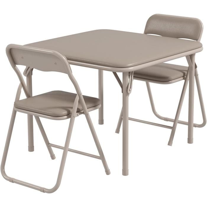 Ensemble table chaises pliables enfants 3 pièces table activités garçons filles rembourrage PU souple repas lecture jeu beige