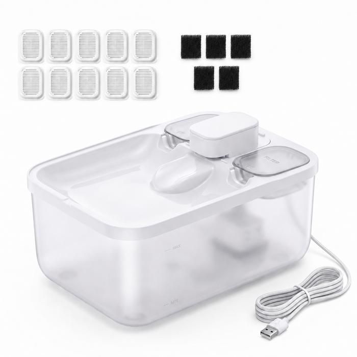 Fontaine à Eau pour Chat 4 5 L et 10 Filtres Ensemble Distributeur Silencieux Blanc Fontaine à Eau pour Chat 4 5 L et 10 Filtres Ensemble Distributeur Silencieux Blanc