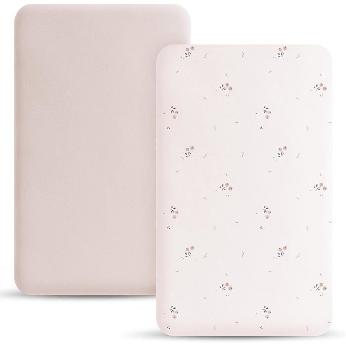 Lot de 2 draps housse bébé 90 x 50 cm microfibre respirant avec élastique
