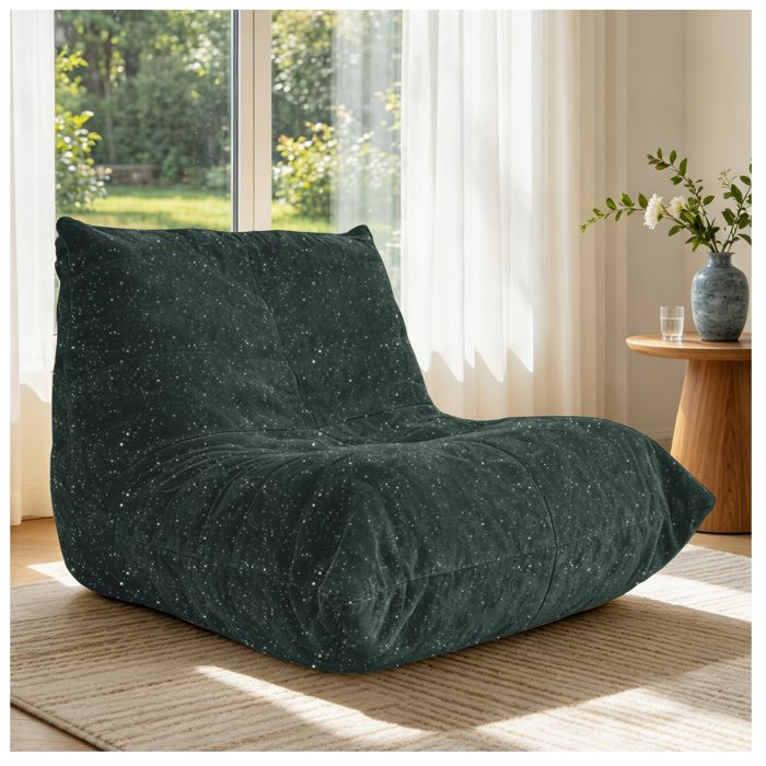 ULEVR fauteuil poire 1 place vert en flanelle 100 x 90 x 80 cm canapé paresseux ergonomique dintérieur
