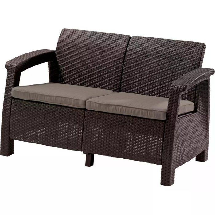 Canapé de jardin brun - Keter - Corfu Love Seat - 128x70x79 cm - Structure en plastique - 2 ans - 1 an Canapé de jardin brun - Keter - Corfu Love Seat - 128x70x79 cm - Structure en plastique - 2 ans - 1 an