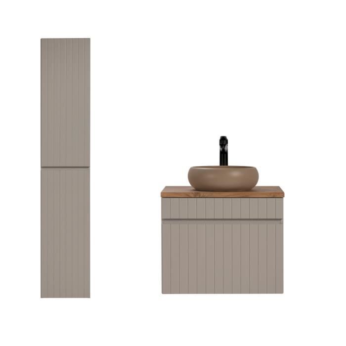 ensembles salle de bain - ensemble meuble vasque à poser + colonne - 60 cm - emblematic cashmere