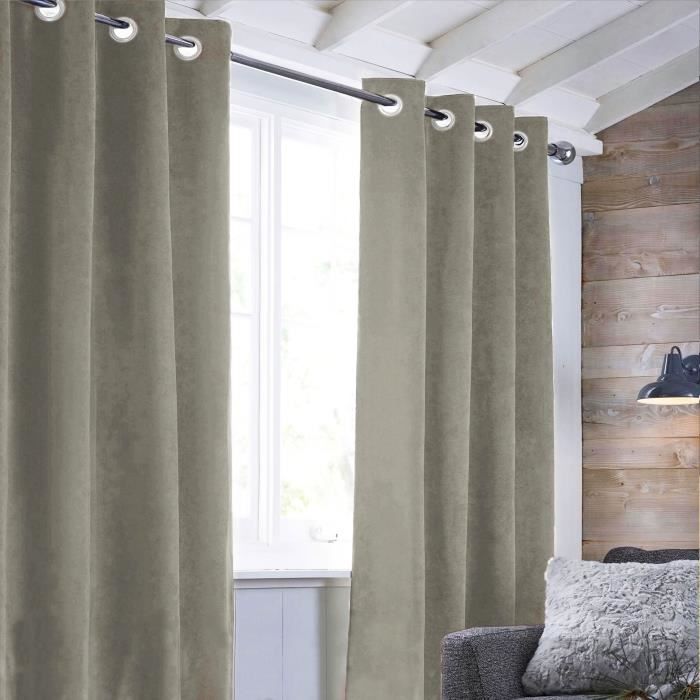 SUEDEN - Rideau en suédine parfait pour habiller vos fenêtres 100% Polyester - 140 x 250 cm - Taupe