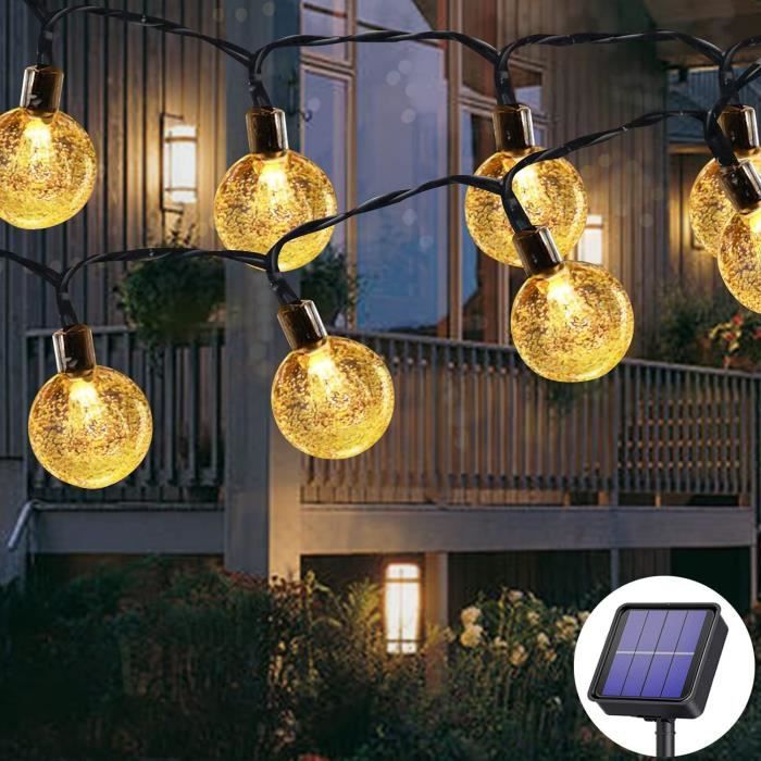 Guirlande Solaire Extérieure Lanterne, 6.5M 30 LED Guirlande Lumineuse Lampion Blanc Chaud 8 Modes Étanche Lampe Jardin Solaire