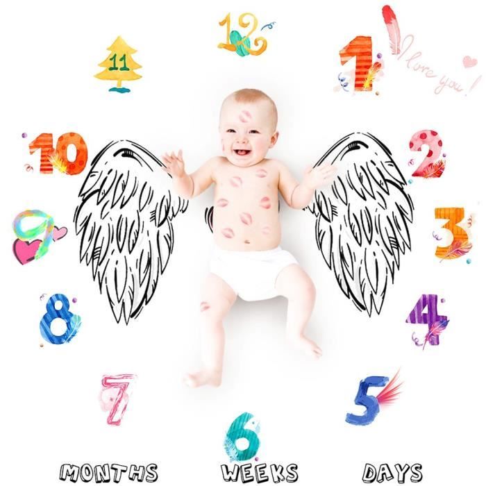 Unisexe Nouveau-né Photographie Fond Photo Prop Autocollants mensuels et Guirlande pour Nouveau-né Nouveau-né Maman ANBET Couverture mensuelle pour bébé Milestone 