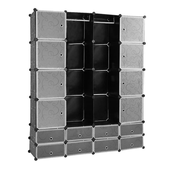 Armoire-penderie en plastique emboîtable de 10 cubes avec étagères Armoire-penderie en plastique emboîtable de 10 cubes avec étagères