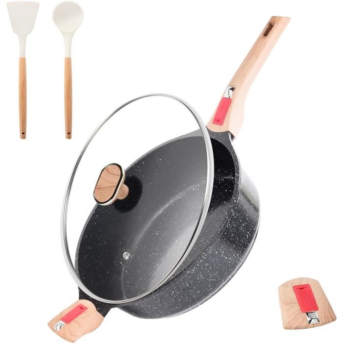 Poêle Antiadhésive 28 Cm Pour Induction - Poignées Amovibles - Compatible Lave-vaisselle Et Four - Idéale Pour Camping Et Tous Feux