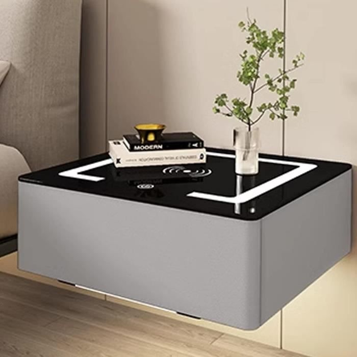 Table De Chevet Avec Chargeur USB Et LED | 3 Tiroirs, étagères Réglables | Meuble Nuit Multifonction Pour Chambre Ou Salon - 9