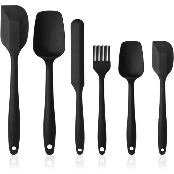 Set Ustensiles Silicone Vicloon 6 Pièces - Spatules, Cuillères, Pinceau | Noir Résistant 260°C