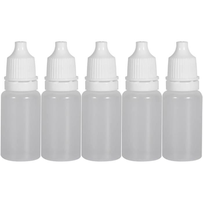 Flacons Compte-gouttes 15 Ml - Lot De 50, Plastique Blanc, Bouchon à Vis, Pour Cosmétiques, Huiles, Etc.