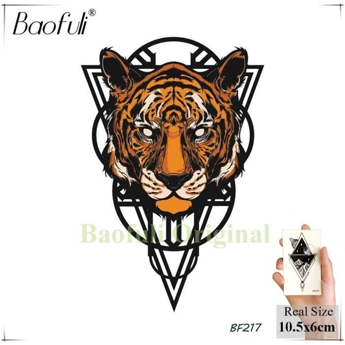Tatouage Temporaire f217 Inde Pierre Lion Tigre Dessin Geometrique Couverture Corps Art Bras Etanche Femmes Hommes Faux Tatoo Cdiscount Au Quotidien