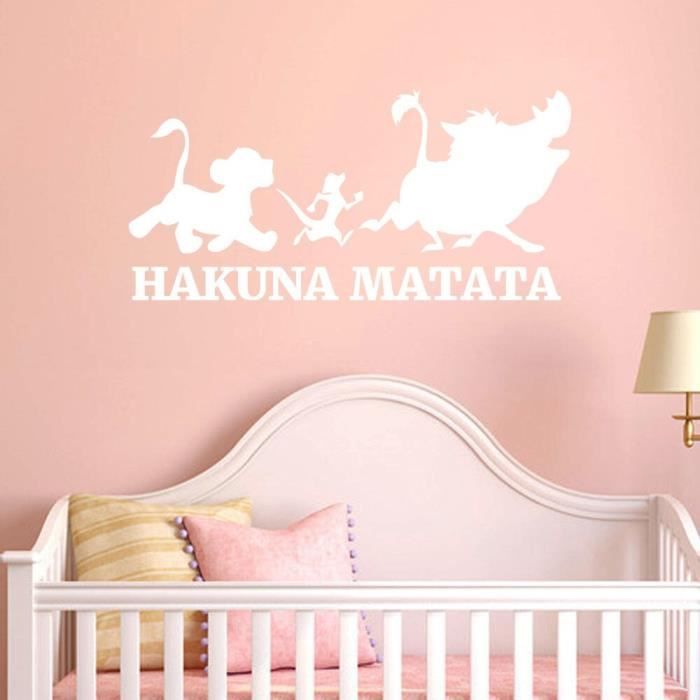 Maison Decoration Blanc Le Roi Lion Disant Hakuna Matata Pas Souci Citation Stickers Muraux Decoratifs Maison Declas Amovible Cdiscount Maison