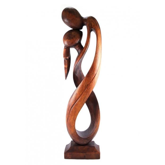 Artisanal Statue Tortue de Terre XL 40cm Sculpture sur Bois