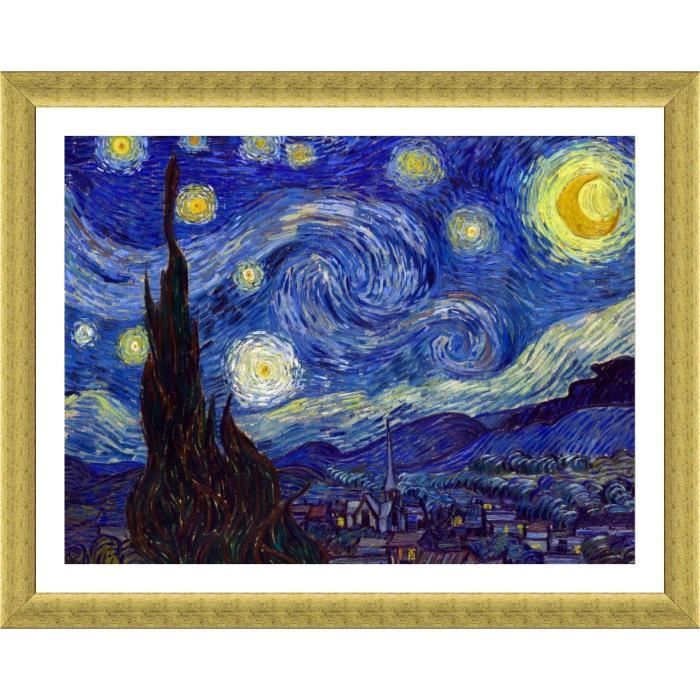 Starry Night Vincent Van Gogh Gold POSTER ENMAILLÉ (Imprimer sur 