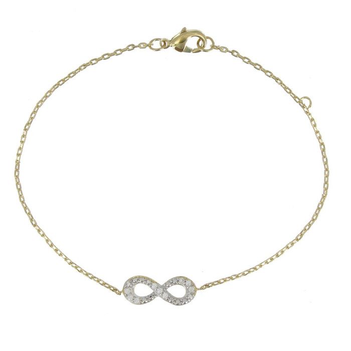 LES POULETTES BIJOUX - Bracelet Plaqué Or Infini et Strass Cristal LES POULETTES BIJOUX - Bracelet Plaqué Or Infini et Strass Cristal