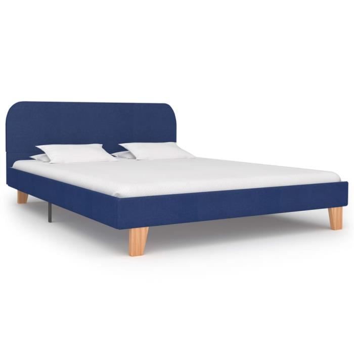 cadre de lit bleu tissu 140 x 200 cm - pop - market - haut de gamme®axglpp®