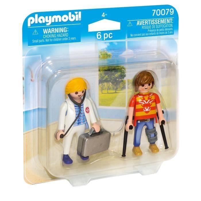 Personnage PLAYMOBIL Médecin Homme Chatain - Hôpital Avec Lunettes Et Masque