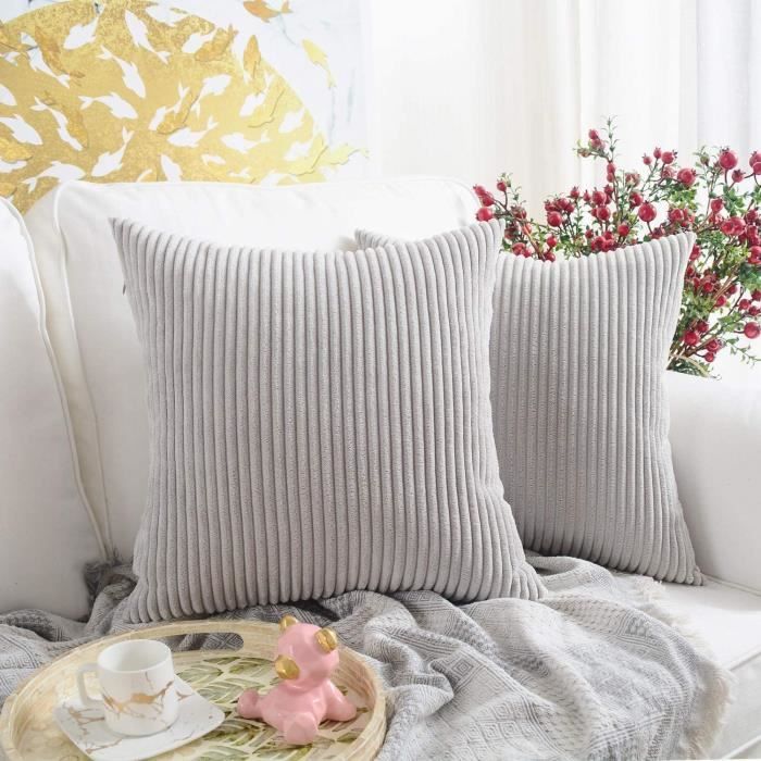 Neusky Lot de 2 housses de coussin 45 x 45 cm gris clair, 45 x 45 cm .