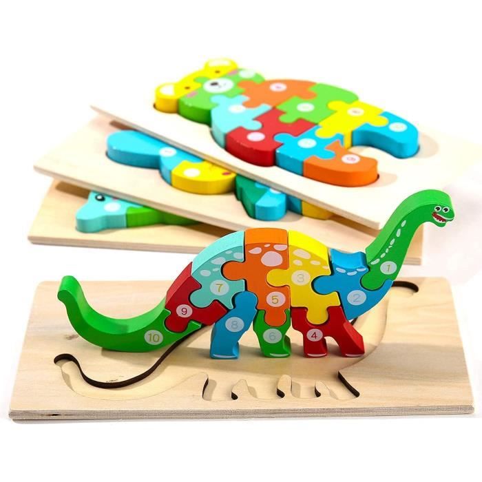 4 Pièces 3D Dinosaure Puzzle Bois Enfant BéBé Jeu Puzzles Educatif  Montessori Jouetspour 1 2 3 4 Ans Fille GarçOn - Cdiscount Jeux - Jouets