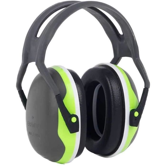 protège-oreilles sécuritaires pour la réduction du bruit protection auditive portable compacte et pliable,Green Cache-oreilles ajustable au-dessus de la tête Casque Anti-Bruit Enfant Adulte 