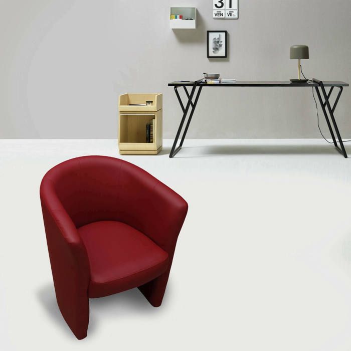 Dmora - Fauteuil Abrera 64x63h76 cm Rouge Panneau effet bois Similcuir et Mousse de polyuréthane Dmora - Fauteuil Abrera 64x63h76 cm Rouge Panneau effet bois Similcuir et Mousse de polyuréthane