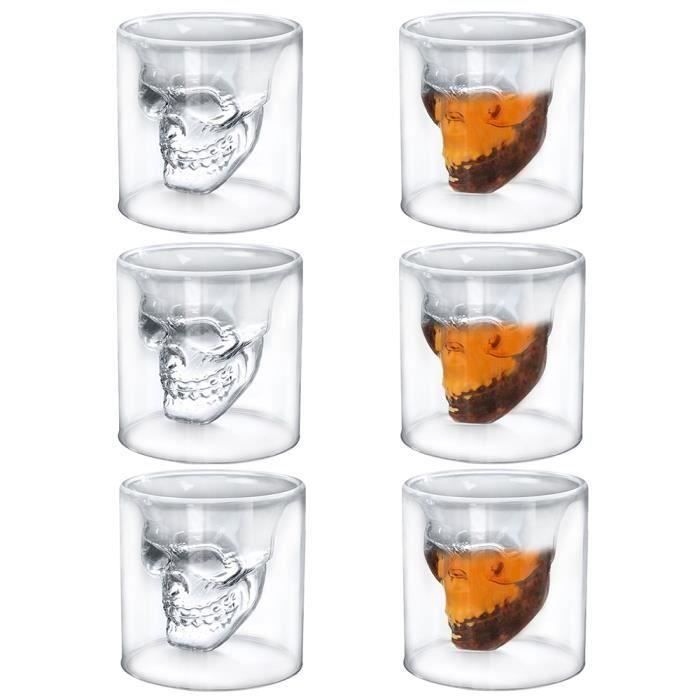 TNSLAND 4 Verres à Liqueur Tête De Mort Amusants - Gobelets Skull 12GA Pour Tequila Whiskey - Cadeaux Originaux