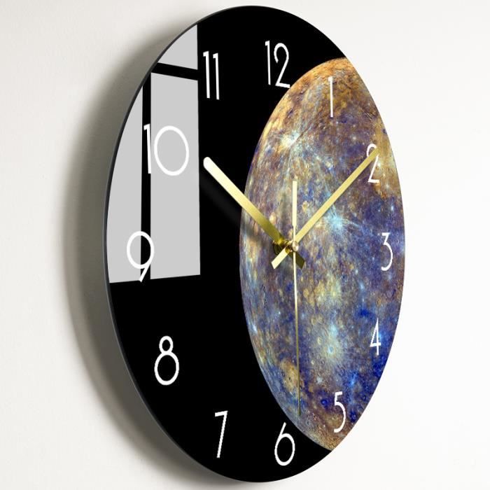 Horloge Murale Verre ARTTOR 40x40cm - Design Marbre Pierre, Silencieuse - Décoration Moderne