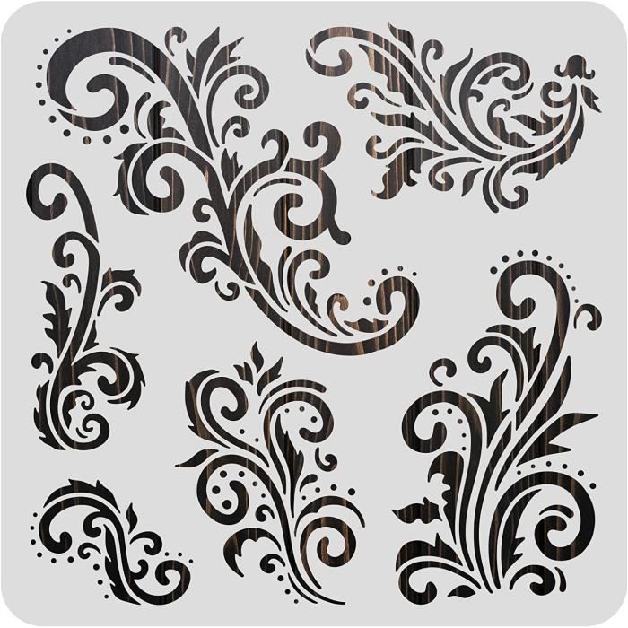 BENECREAT 2 Pochoirs Fleurs Sauvages 30x30cm - Stencils Pour Peinture Meubles, Scrapbooking Et Art Mural