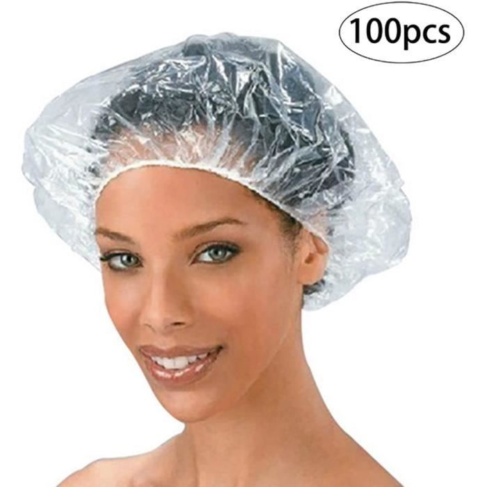 100 pcs effacer les bonnets de douche en plastique jetables épais bonnet de  bain capuchon de cheveux de bain pour les femmes spa, - Cdiscount Au  quotidien