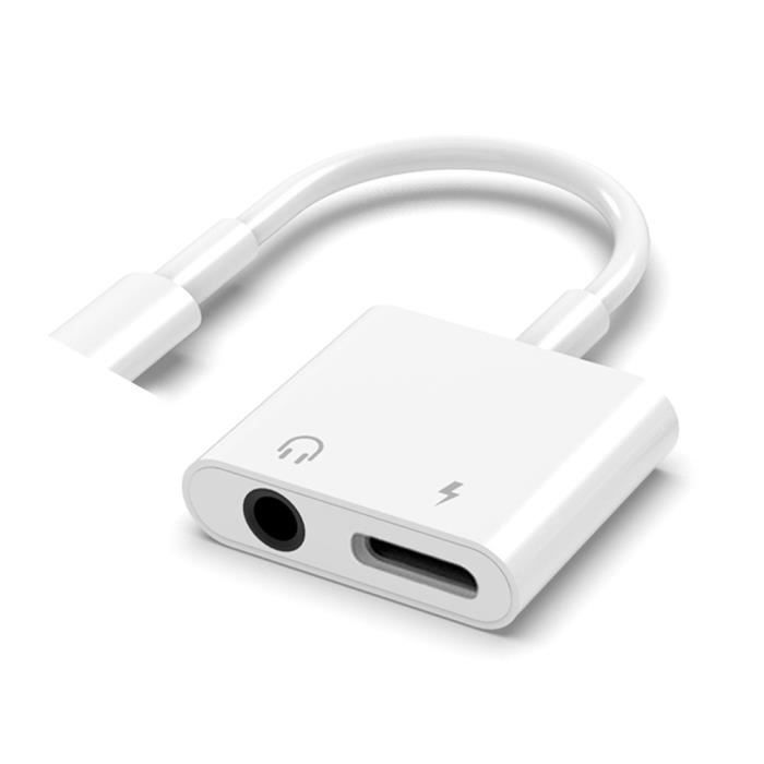 Adaptateur Audio 2 en 1 - MARQUE - EL6703 - Lightning à Jack 3.5mm - Charge rapide - Compatible iPhone