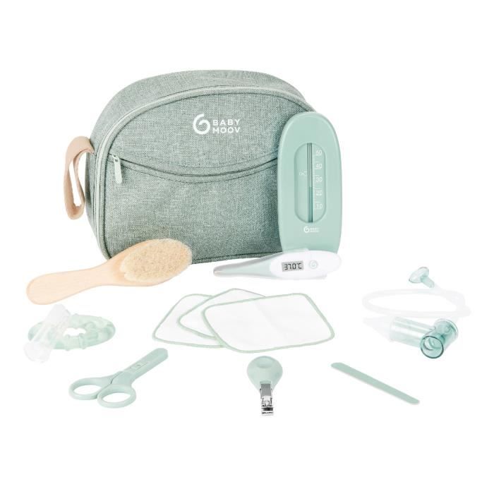 Babymoov Trousse de Soin Bébé - Dès la naissance - En Tissu Recyclé Certifié GRS -10 Accessoires, Ma