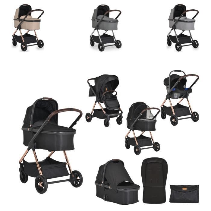 Poussette 3 En 1 Baloveby - Nacelle, Siège Auto Et Sport Jusqu'à 26kg - Noir