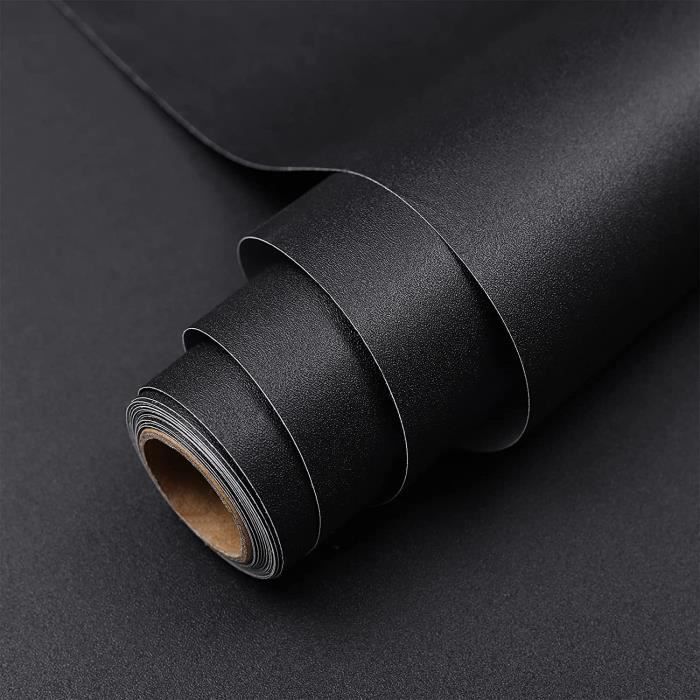 Papier Peint 30X300cm Film PVC Autocollant pour Meubles Armoires Murs Chambres Coucher Imperméable DIY Décoratif Papier Adhesif Noir