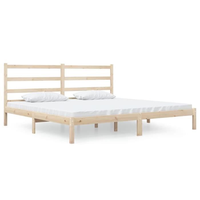 HEN - Cadre de lit Bois massif 180x200 cm Super King HB-A12