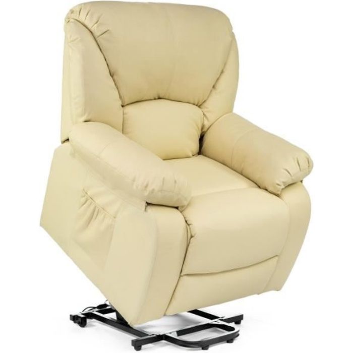 fauteuil massage releveur chamonix - eco-de - fonction de chauffage, massage ondulant, a++, beige