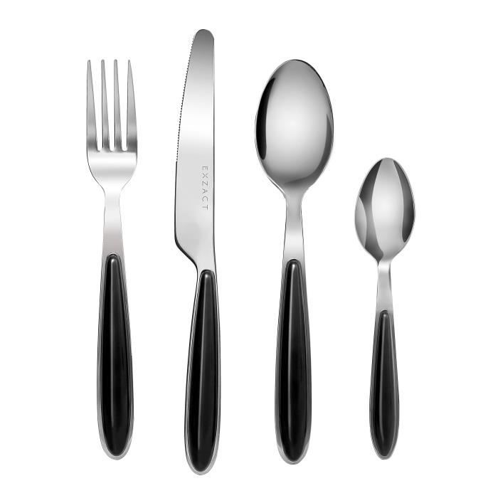 Couverts en inox - EXZACT - EX07 Noir - 16 pièces - Noir - Miroir poli