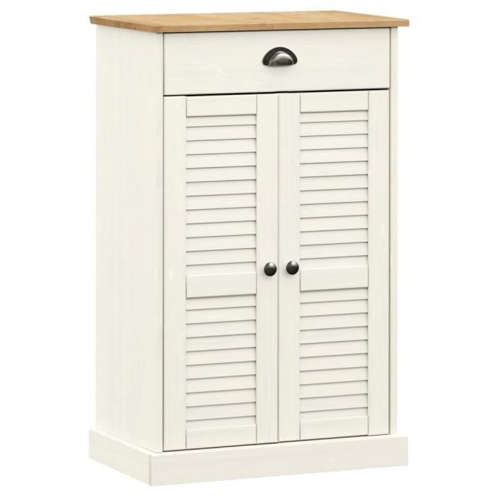 Meuble à chaussures - GAROSA - VIGO - Bois massif de pin - 60x35x96 cm - 1 porte 1 tiroir