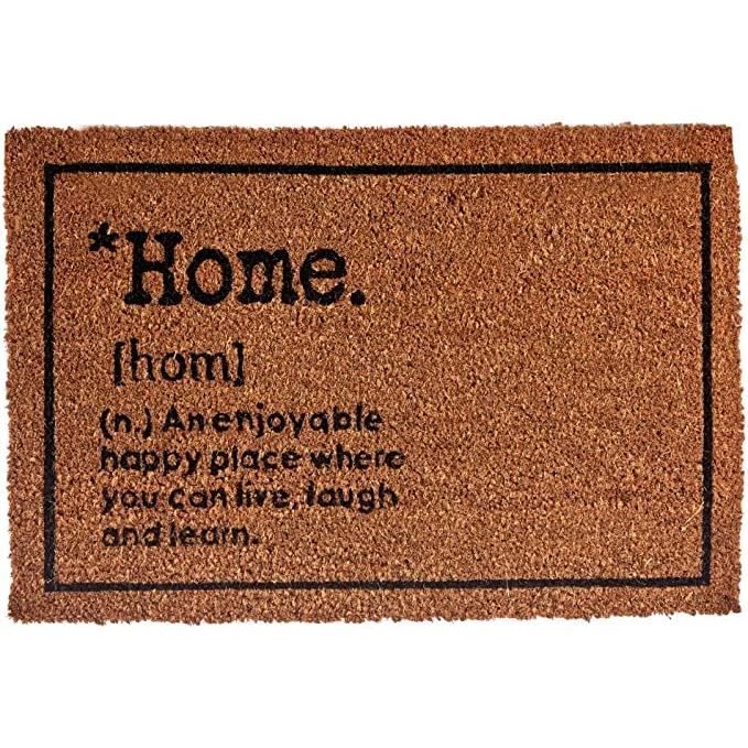 Paillasson Coco Exterieur Entree Noir & Marron - Essuie Pied Exterieur Maison Home - Tapis Interieur et Exterieur - Cadeau Déco