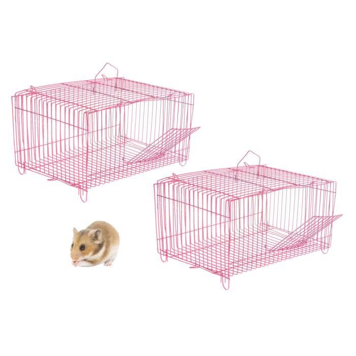 2x Cage de Transport Boîte Solide Métallique Robuste pour Hamster Lapin en  Fer - Cdiscount